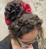 Black & Wine Red Rose Hair Flowers