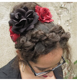 Black & Wine Red Rose Hair Flowers