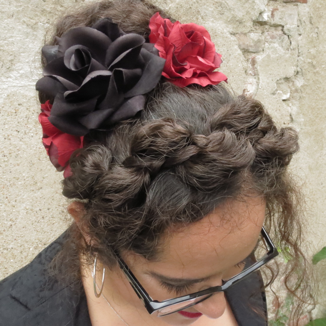 Red black hair flowers Gothic lolita rose hair jewelry MAGIC TRIBAL HAIR Magic Tribal Hair