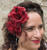 Wine Red Rose Hair Flower 2 x