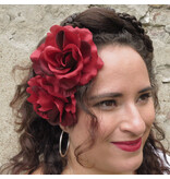 Wine Red Rose Hair Flower 2 x