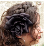 Black Velvet Rose Hair Flower 2 x Black Velvet Rose Hair Flower 2 x