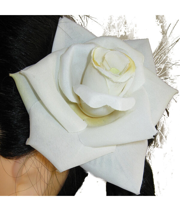 Cream-White Rose Hair Flower 2 x