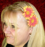 Orange Daisy Hair Jewelry 2 x