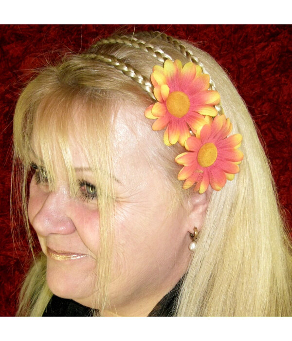Orange Daisy Hair Jewelry 2 x