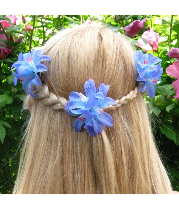 Blue-Turquoise Lily Hair Flowers