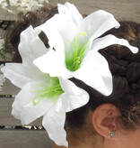 White Aloha Lily Hair Flower 2 x