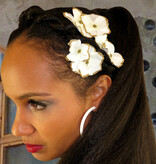 Bollywood Hair Flowers, Ivory-Gold