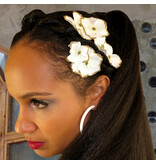 Bollywood Hair Flowers, Ivory-Gold