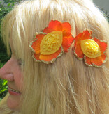Bollywood Hair Flowers, Orange Gold