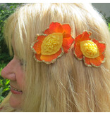 Bollywood Hair Flowers, Orange Gold