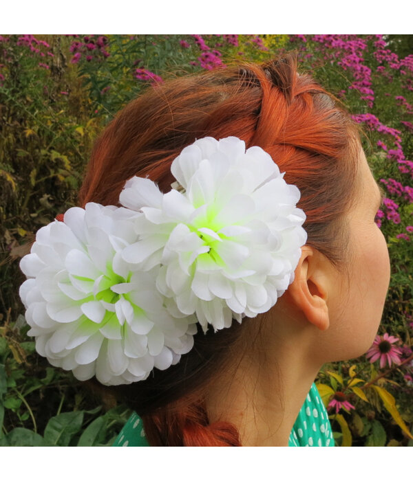 White Chrysanthemum Hair Flower 2 x