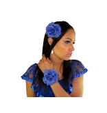 Blue Rose Hair Flower 2 x
