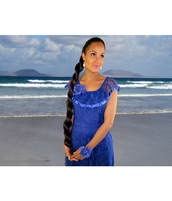Blue Rose Hair Flower 2 x