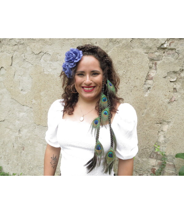 Blue Rose Hair Flower 2 x