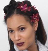 Wine Red Mini Orchid Hair Flowers