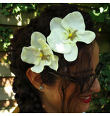Ivory Orchid Hair Flowers 2 x