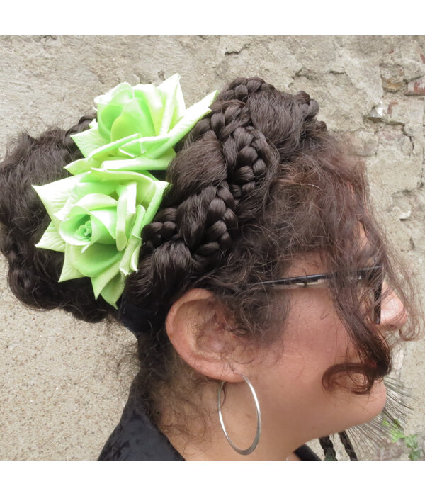 Rose Hair Clip Green 2 x