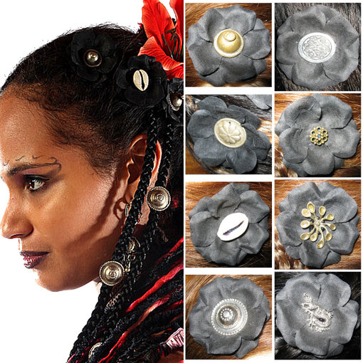 Black Tribal Flowers Set, 2-6 pcs