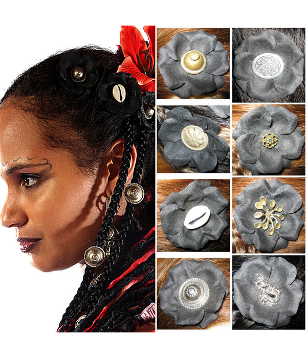 Black Tribal Flowers Set, 2, 3, 4, 5 or 6 pcs