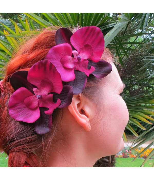 Wine Red Orchid Hair Flowers 2 x