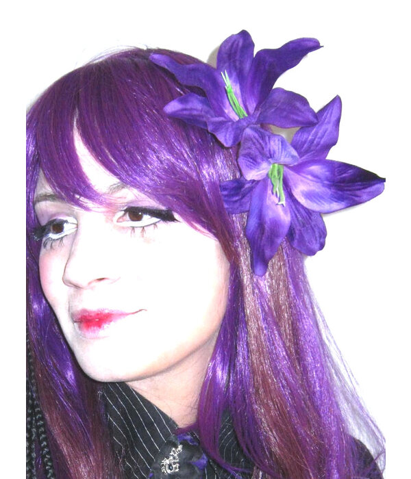 Purple Lily Hair Flower 2 x
