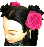 Black & Pink Rose Hair Flowers
