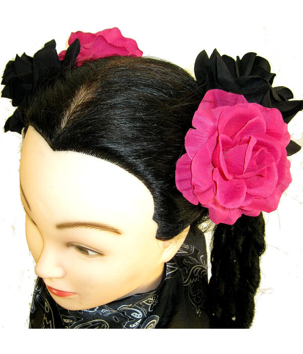 Black & Pink Rose Hair Flowers