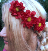 Red Daisy Hair Flowers