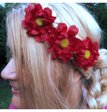 Red Daisy Hair Flowers
