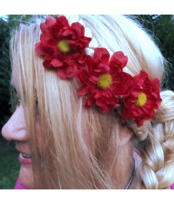 Red Daisy Hair Flowers
