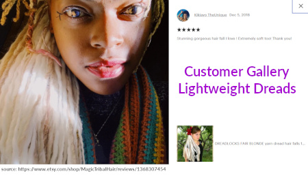 Click for all customer pictures of lightweight yarn dreadlocks!