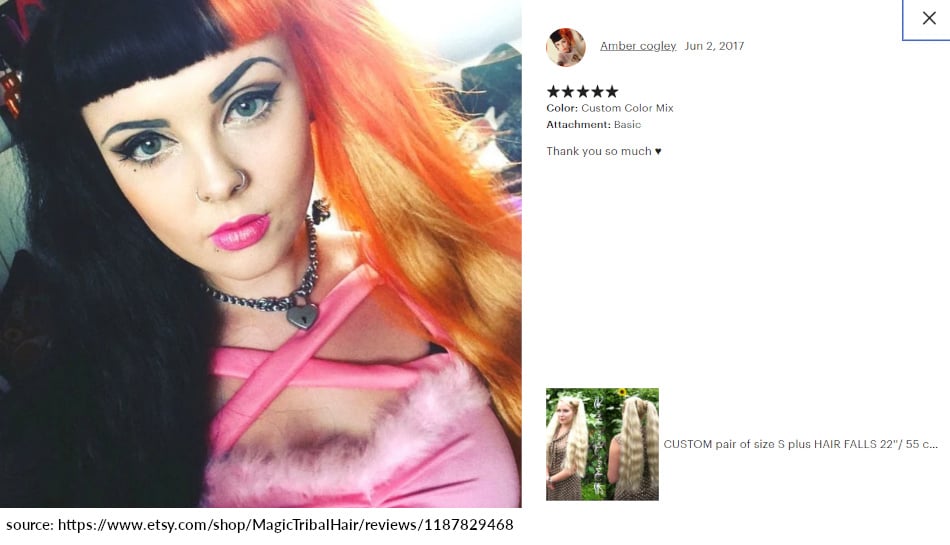 amber review 5 stars pigtail hair falls natural waves for goth stylings gothic lolita extensions
