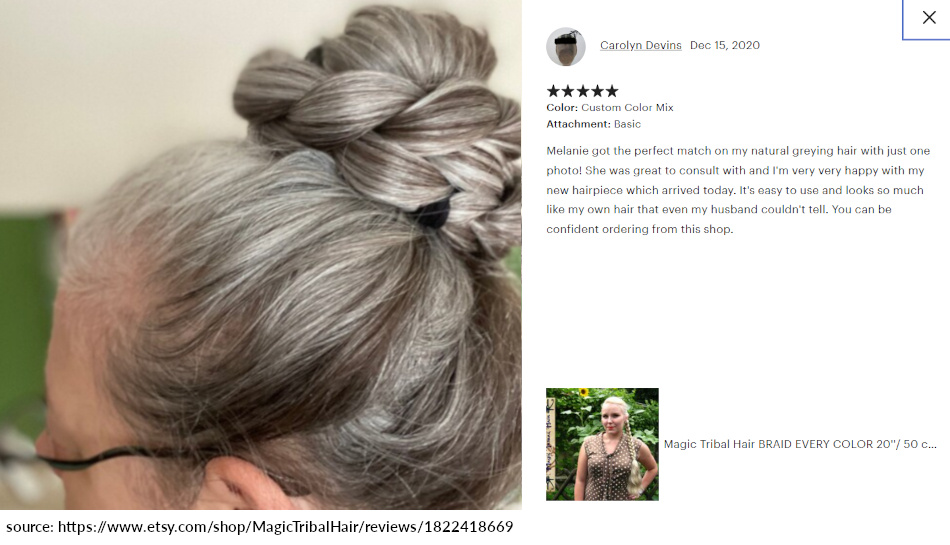 carolyn review 5 stars grey hair salt and pepper gray browns braided natural chignon for fine hair