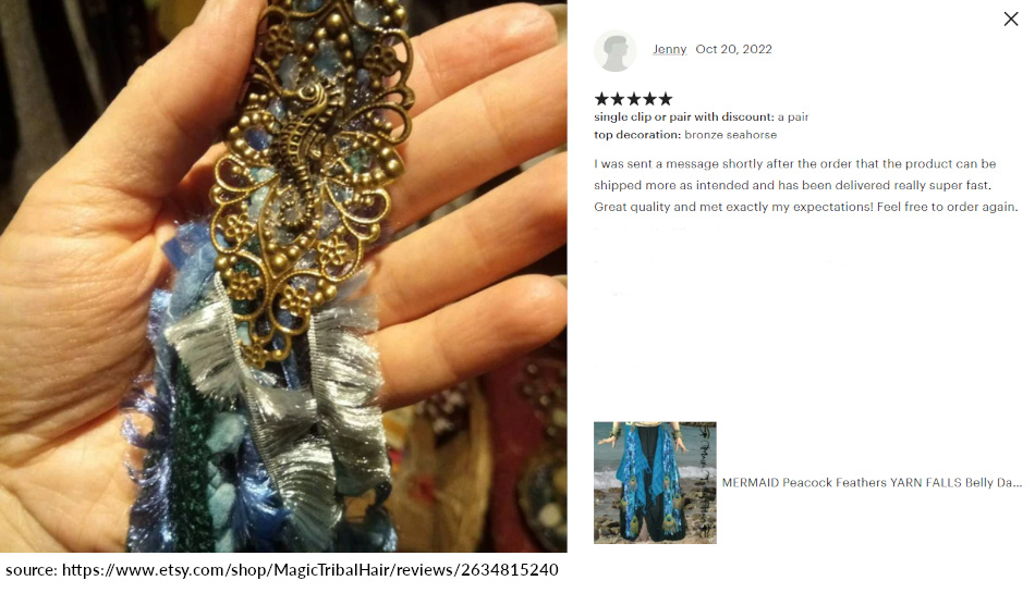 jenny review 5 stars blue mermaid yarn falls fantasy cosplay costume hair falls and hip tassels with seahorse
