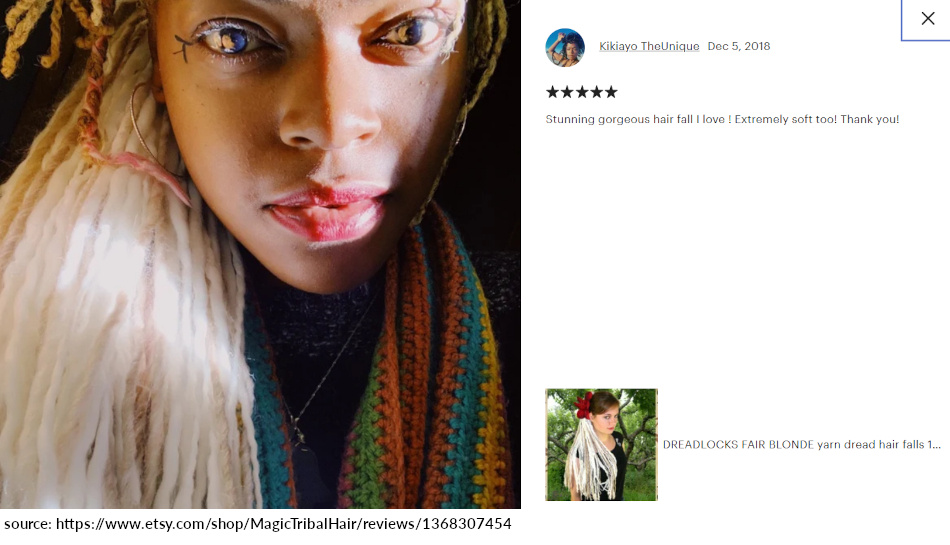kikiayo review 5 stars fair blonde wool dreads yarn dread falls lightweight dreadlocks