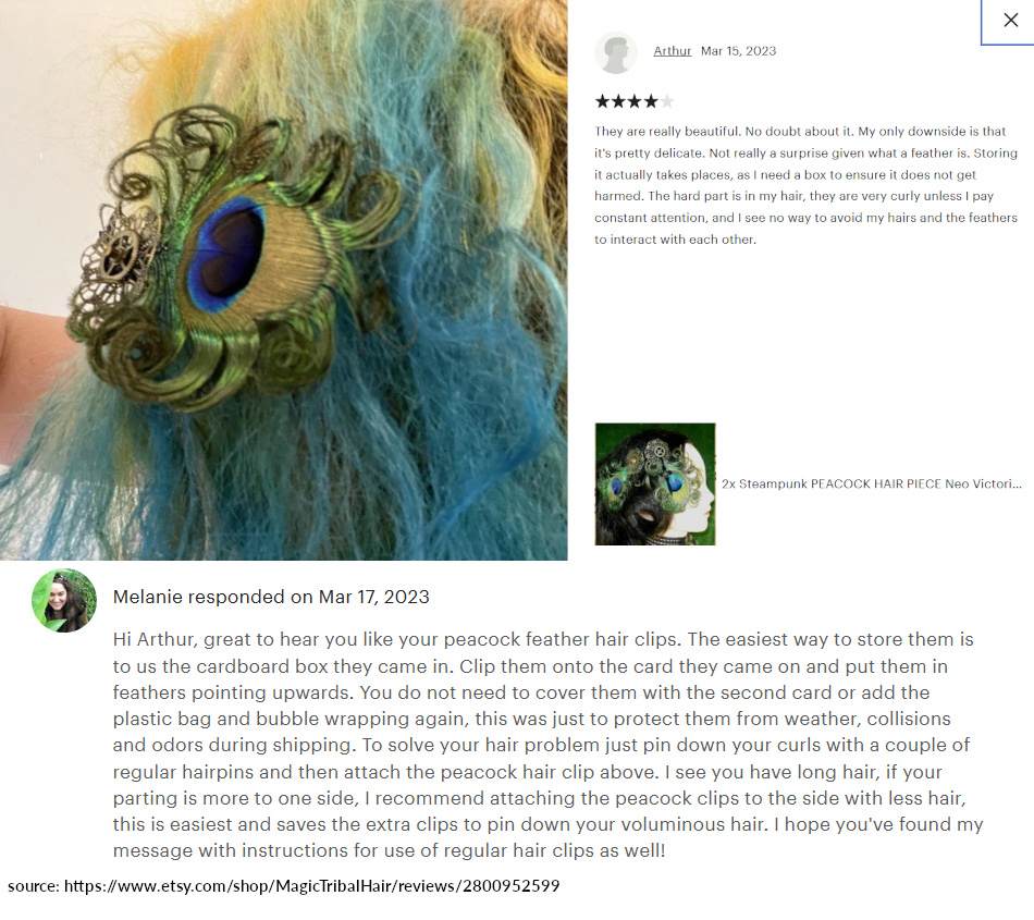 arthur review 4 stars steampunk peacock feather hair clips vintage gear clockhands fascinators