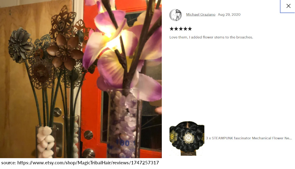 michael review 5 stars steampunk hairr jewelry bronze vintage gear hair clips neo victorian flowers