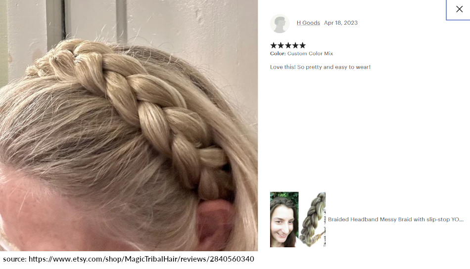 hgoods review 5 stars messy braid headband blonde with fine gray highlights