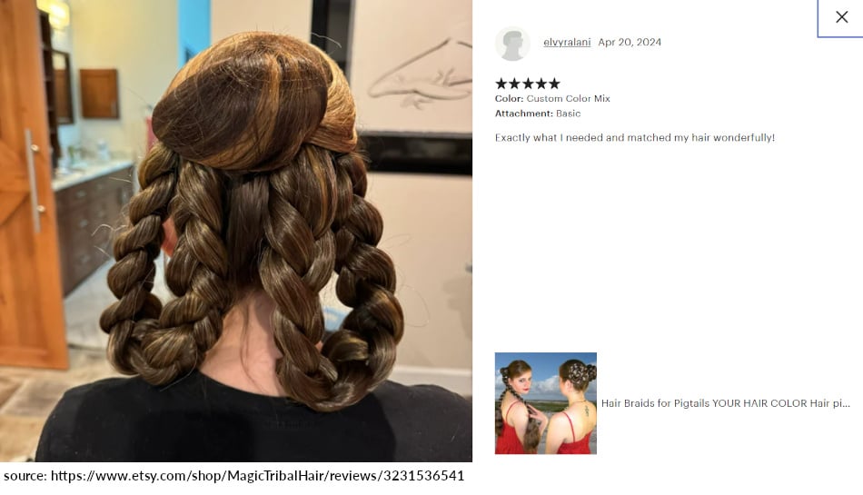 elvyralani review 5 stars loops braids braided pigtail hair extensions for updos and sci fi hairstyles