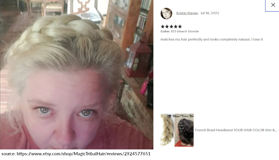 kristin review 5 stars flat french braid headband natural braided hairband for straight hair