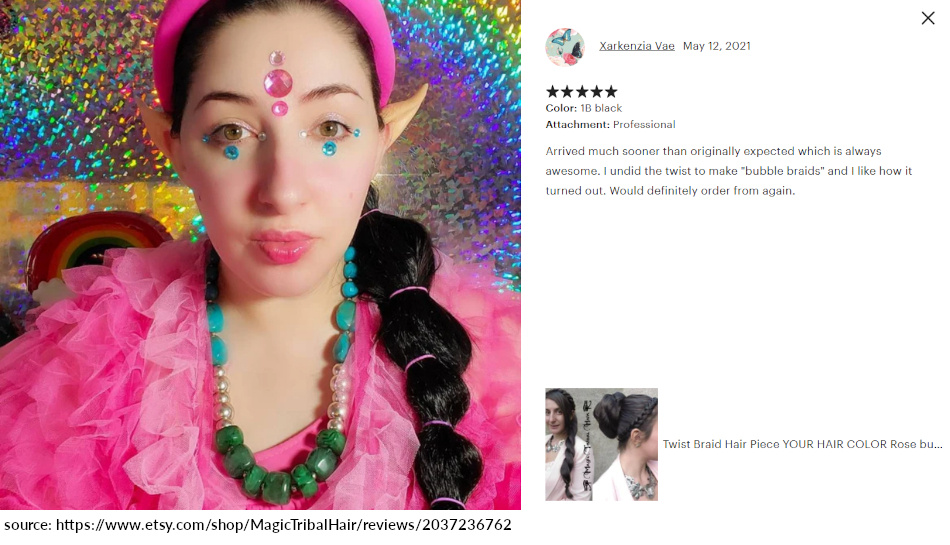xarkenzia review 5 stars twist hair braid bubble braid goa costume hair extension