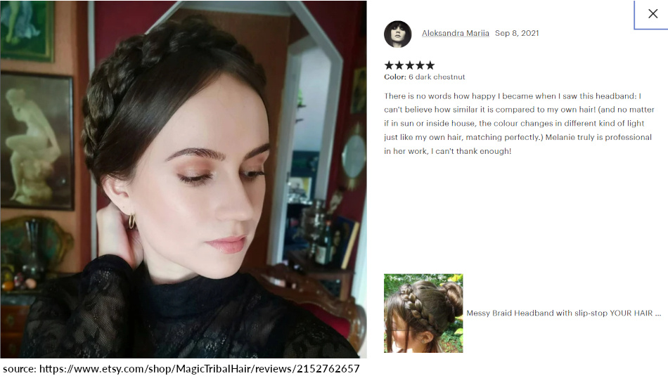 aleksandra review 5 stars messy headband braid braided hairband natural look
