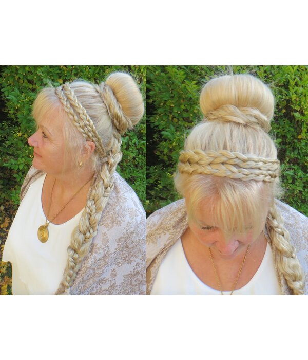 Double Messy Braid Headband dark copper