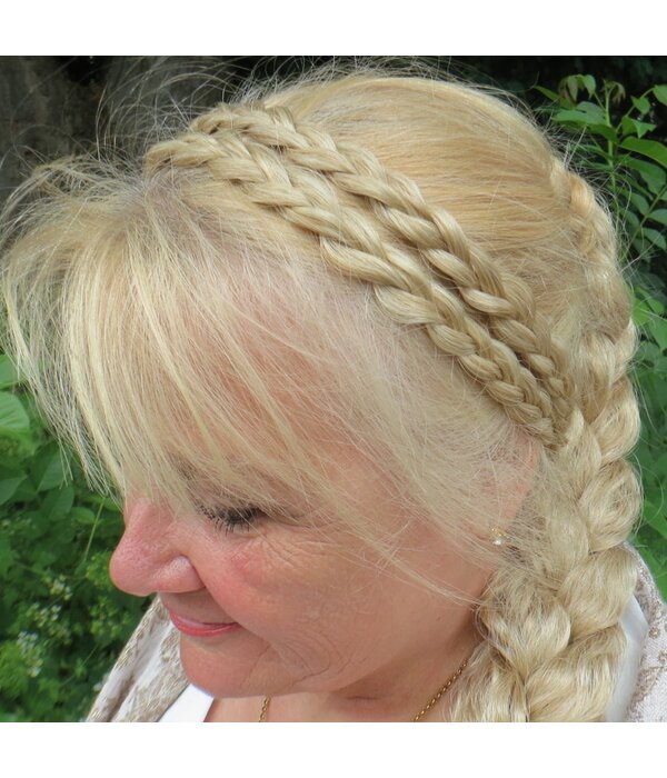Double Messy Braid Headband dark copper
