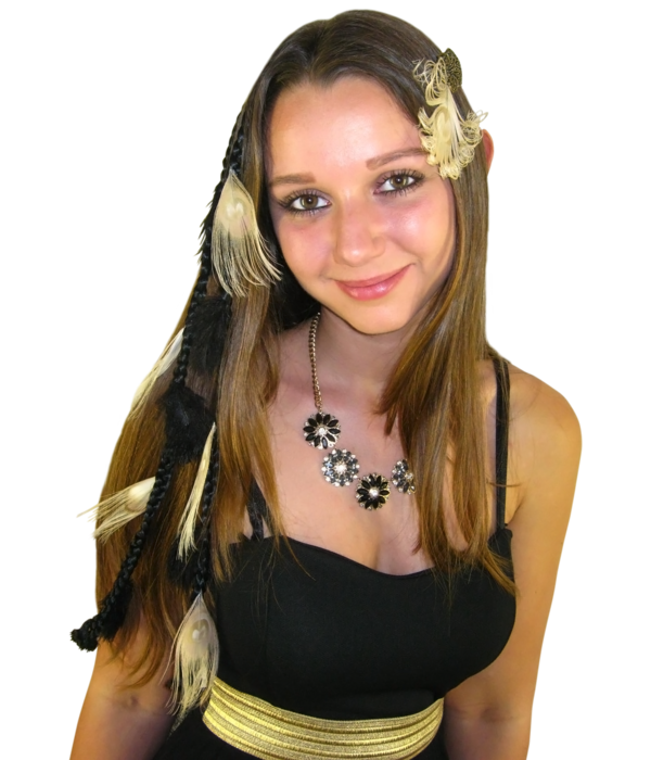 Ostrich & Fair Peacock Feather Hair Piece black hair