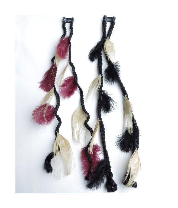 Ostrich & Fair Peacock Feather Hair Piece black hair