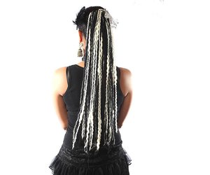 Gothic Belly Dance Dread Falls Black White Magic Tribal Hair