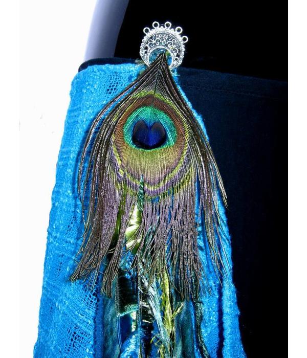 Mermaid Peacock hip & hair tassel clip/ yarn fall