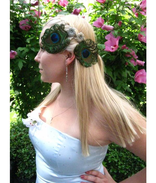 Peacock Hair Jewelry Silver Flower